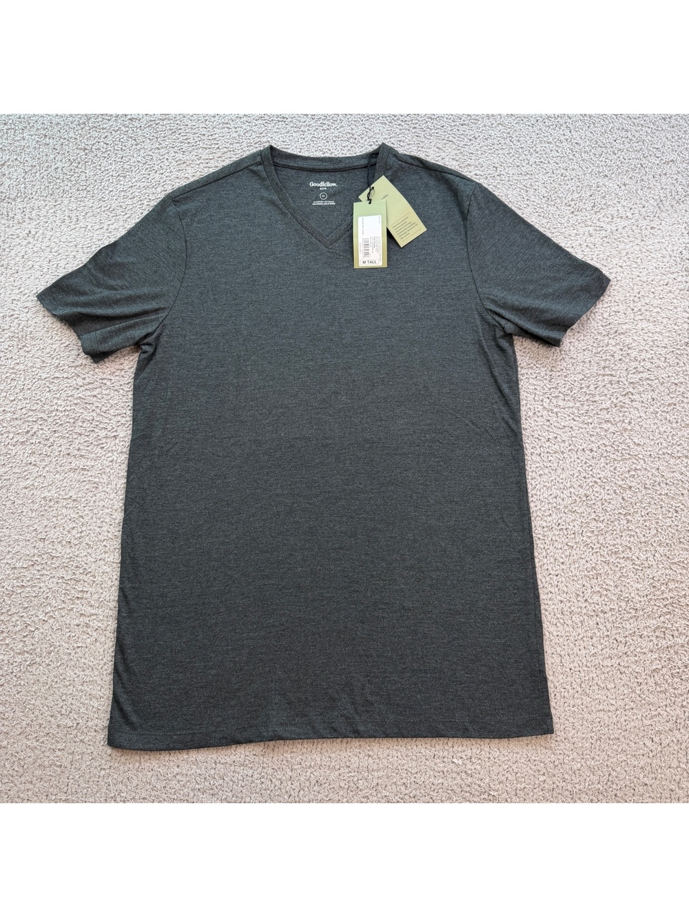 NWT Goodfellow & Co Every Wear V-Neck T-Shirt Gray Mens M Tall MT Basic Tee
